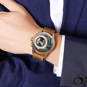 Montre de loisirs pour homme Skmei 2333 de haute qualité, mouvement à quartz, bracelet en cuir, étanche 3 ATM, vente en gros transfrontalière - Product Image 3