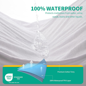 Funda de colchón impermeable de fábrica para dormitorio, para bebés, lisa, suave, hipoalergénica, de rizo, tamaño Queen, ajustable - Sin vinilo - Product Image 2