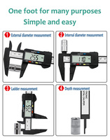 Digital Vernier Caliper with LCD Electronic Altimeter Micrometer Measuring Tool and Plastic Ruler 0-150mm & 0-100mm for DIY"