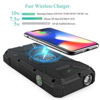 Banque d'alimentation portable 20000mAh Chargeur solaire PD18W QC 3.0 Charge rapide 10W/7.5W/5W Charge sans fil Lampe de poche étanche Micro USB