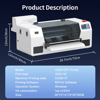 Nouvelle imprimante DTF Pro haute vitesse tout-en-un entièrement automatique pour T-shirts DIY I3200HD avec encre pigmentée format A3, précision 1080/1440 DPI