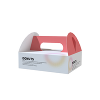 Conception de logo personnalisé Boîte d'emballage de beignets Boîte en carton de papier avec poignée pour la boulangerie Biscuits Gâteau Donuts