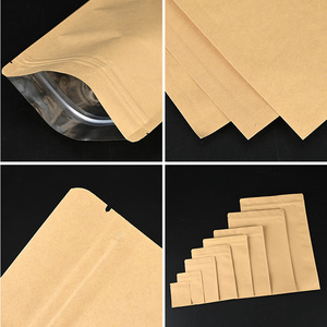 Sachets 13*18.5cm Écologiques en Papier Kraft avec Fermeture Éclair et Intérieur Feuille <span class=keywords><strong>d</strong></span>'Aluminium, Anti-Humidité pour la Conservation des Noix, Produits Secs, Sushis et Gelées - Product Image 3