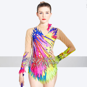 Traje de <span class=keywords><strong>patinaje</strong></span> YIZHIJIAN, gimnasia artística, mono ajustado, competición de niñas, traje de baile de salón - Product Image 1