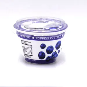 Custom Afdrukken 200Ml Yoghurt/Ijs Verpakking Plastic Potten Met Deksels