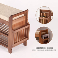 Étagère à Chaussures OEM ODM, Meuble de Rangement pour Chaussures, Étagère de Rangement en Bambou à 2 Niveaux avec Siège, Vente en Gros