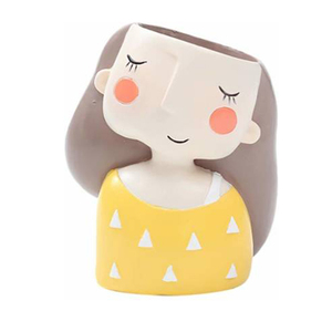 <span class=keywords><strong>Pot</strong></span> de fleurs ou jardin en résine en forme de fille jaune mignon - Product Image 3