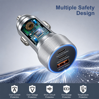 Cargador de Coche REMAX CC07 de 60W, Aleación de Aluminio, LED RGB, 3 Puertos, Doble USB-C PD 30W, USB-A 18W, Carga Rápida, Adaptador para Encendedor