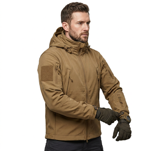 Unique Design Coated Canvas Softshell Bomber Jacket Men Quick Dry Breathable Waterproof Outdoor Winter Stand Collar Front 2026 - Product Image 2