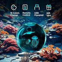Lampe de nuit en cristal 3D TSINYE en forme de méduse avec base en bois LED 16 couleurs, décoration de bureau originale, cadeaux pour enfants, filles, garçons, amis, fans