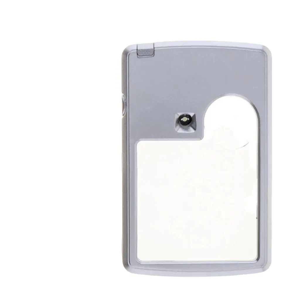 Kredi kartı tipi Ultra ince büyüteç büyüteç 3x6x2 Lens taşınabilir kare büyüteç LED ışık deri durumda okuma