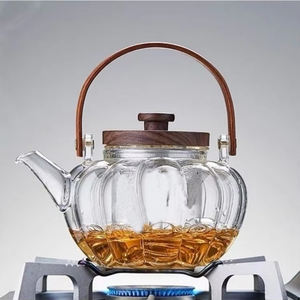 Offres Exclusives B2B Noble Happy <span class=keywords><strong>Théière</strong></span> en Verre Résistante à la Chaleur et au Froid en Forme de <span class=keywords><strong>Citrouille</strong></span> avec Poignée en Bois Fait Main pour la Préparation du Thé - Product Image 6