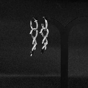 Pendientes Colgantes con Forma de Rama de Flor, Acero Inoxidable, Diseño Minimalista, Unisex, Venta al Por Mayor, Joyería 2026 - Product Image 4