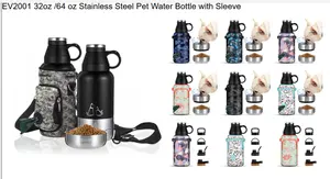 Everich-botella de agua de acero inoxidable para mascotas, tazón portátil de viaje, venta al por mayor