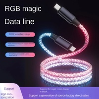 Kabel Data pengisian daya Super cepat, kabel USB RGB tipe-c 6A bercahaya, kabel Data Streamer untuk perangkat Apple Android