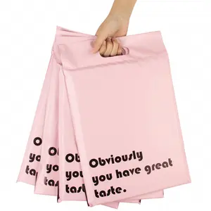 Sacos de coragem biodegradáveis, bolsas envio rosa, envelopes autoadesivos grossos, com cabo embutido