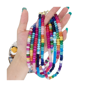 قلادة عنق للنساء من حجر الراين والزجاج والكريستال مطرز بالخرز من Zooying ، قلادة عنق من الحجر الطبيعي لقوس قزح بوهيمي للنساء - Product Image 2