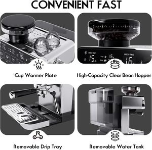 Máquina de Espresso Profesional de 20 Bares para el Hogar con Molinillo de Granos de Café, Máquina de Café Espresso y Cappuccino Personalizada de Fábrica - Product Image 3