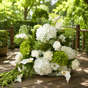 Venta al por Mayor de Decoración Floral Realista para el Pasillo de Boda, <span class=keywords><strong>Ramo</strong></span> de <span class=keywords><strong>Flores</strong></span> Artificiales Verdes y Blancas de 70 cm - Product Image 3