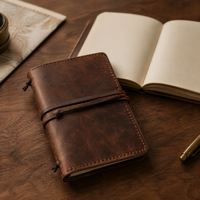 Cuaderno de Viaje de Cuero Personalizado Vintage, Diario Térmico Recargable con Páginas de Papel y Correa para Viajar y Escribir, Venta al Por Mayor