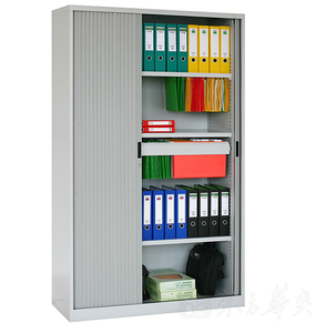 Armoire de bureau à portes roulantes, armoire métallique à tambour avec 2 portes vitrées pour le bureau - Product Image 6
