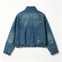 Veste de travail longue en denim vintage pour homme, en coton et chanvre foncé, à manches régulières, avec fermeture éclair bidirectionnelle, idéale pour l'hiver