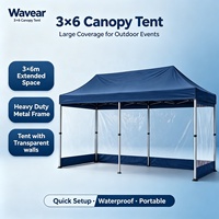 Tente pliante Wavear avec structure en acier, tissu Oxford 600D et PVC imperméable, protection UV, triple couche, toutes saisons