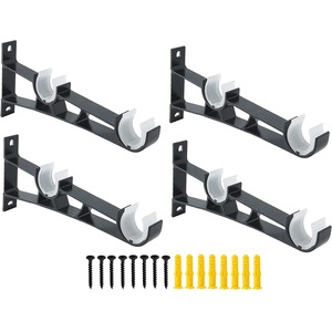 Double Curtain Rod Wall <b>Brackets</b> U Shape Aluminum Alloy <b>Black</b> White 25mm 32mm Easy Installation Modern Design - Product Image 1