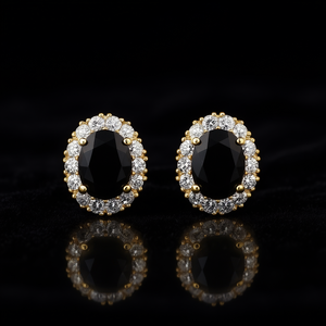 E3156 <b>Black</b> Oval Cut Zircon Stud <b>Earrings</b> <b>For</b> <b>Women</b> Party Classic Alloy Jewelry - Product Image 2