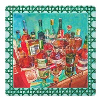 Tapis de Mahjong Américain Imprimé Bourbon on the Rocks, Néoprène Antidérapant, Réduction du Bruit, Pliable, pour Jeu de Mahjong