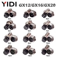 GX12 GX16 GX20 Metal Aviation Socket 2 3 4 5 6 7 8 9 10 12 14 15 Pins Circular Cable Panel Mount Wire Male Female Plug Connector