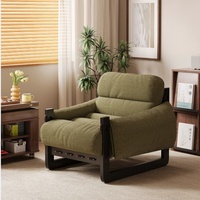 Fauteuil de détente moderne avec structure en bois massif et intérieur en tissu durable pour salon