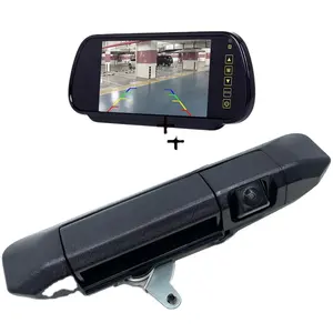 JEEBUS 7英寸后视镜监视器，带后挡板手柄备用倒车摄像头套件，用于丰田塔科马2005-2015