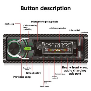 Lecteur MP3 universel 1 DIN, émetteur FM, BT, AUX, USB, autoradio avec écran LED, télécommande et chargeur de voiture - Product Image 4