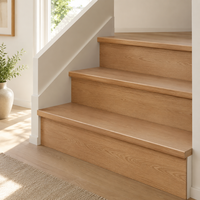 Marche d'escalier en MDF à design arrondi, noyau en HDF, antidérapante, pour intérieur, aspect bois, accessoires de revêtement de sol, personnalisable, écologique, durable, résistante à l'eau
