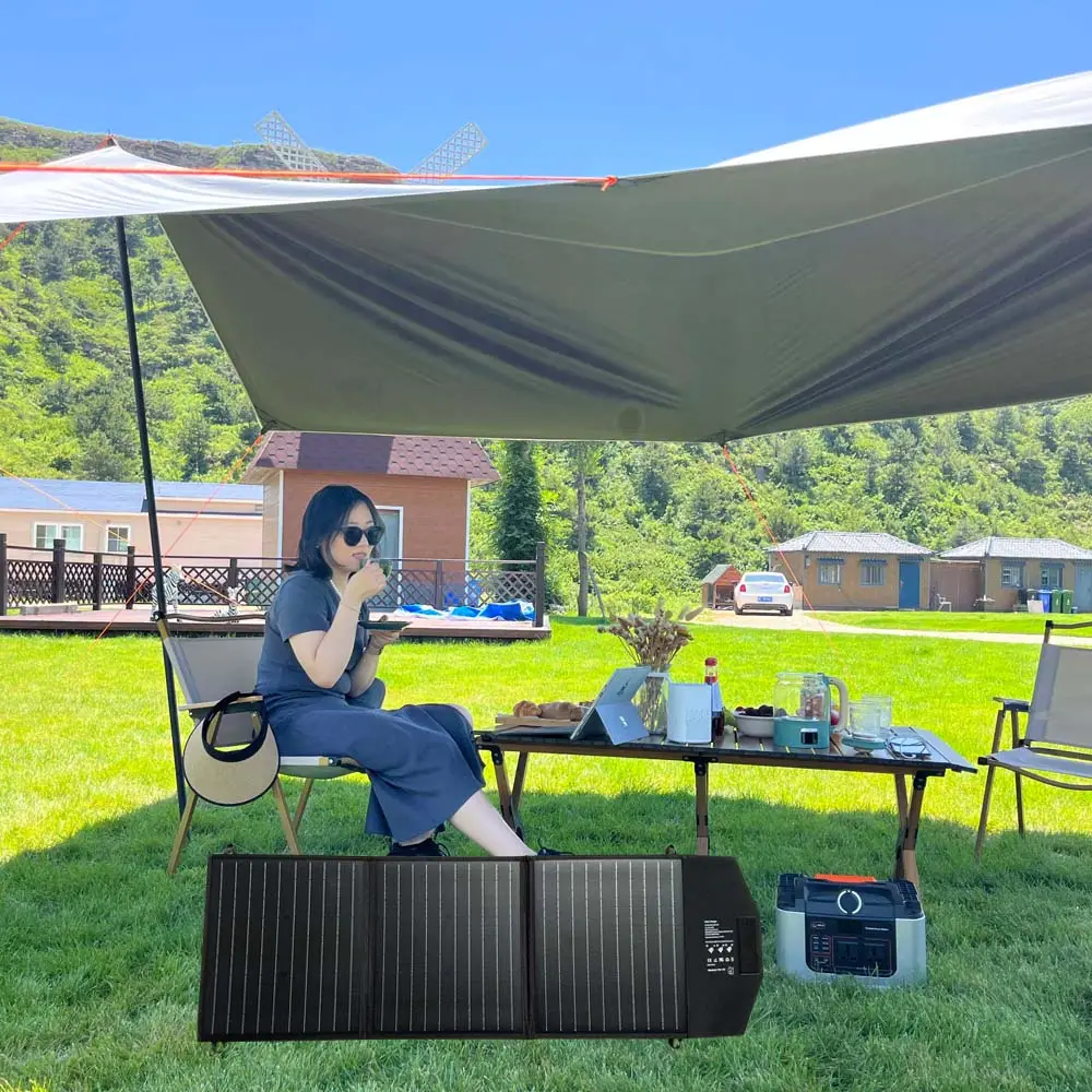 OEM 60w dobrável painel solar kit carregador portátil para acampamento ao ar livre