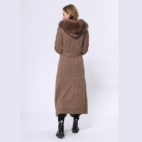 Long manteau de pull chaud, col en fourrure de renard, tendance, hiver