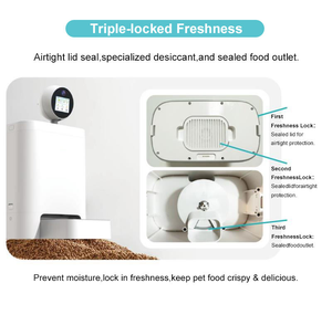 Distributeur automatique <span class=keywords><strong>de</strong></span> nourriture pour animaux <span class=keywords><strong>de</strong></span> <span class=keywords><strong>compagnie</strong></span> intelligent et moderne, étanche, avec caméra audio-vidéo bidirectionnelle, contrôle par application, deux bols en acier inoxydable - Product Image 2