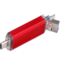Flash Drive USB 3.0 Tipe-C Baru Antarmuka USB-A 8GB-256GB Logam Logo Kustom Kapasitas Asli 100% Garansi 24 Bulan