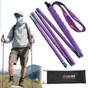 Bastones de Trekking Okhealing de 5 Secciones, de Fibra de Carbono, Color Morado, Ligeros, Plegables y Ajustables para Trail Running - Product Image 2