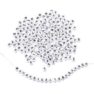 Perles en résine plastique blanches, 26 lettres de l'alphabet, perles en vrac pour collier DIY, chaîne de téléphone, fournitures artisanales, petite taille - Product Image 1
