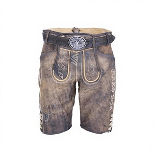 Hot Sale New Style Bavarian Classic <b>Short</b> Lederhosen Genuine Cowhide <b>Brown</b> Leather <b>Men</b> Authentic German Lederhosen <b>Shorts</b> - Product Image 1