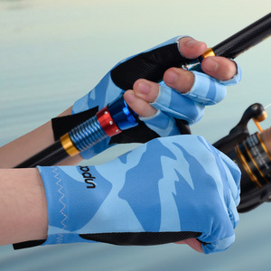 Fishing Gloves <b>Half</b> Finger Breathable Non <b>Slip</b> Palm Protection For Outdoor Fishing Blue Gray Unisex - Product Image 2