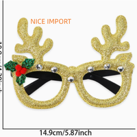 Décorations de Noël style bois de cerf doré les plus vendues, lunettes de Noël, fournitures de fête pour enfants, articles de Noël, montures