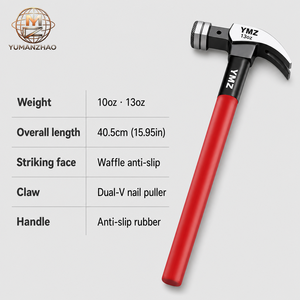 Marteau à griffes multi-usages 10oz 13oz, double encoche en V (grande et petite), extracteur de clous, poignée ergonomique, outil de bricolage et de menuiserie domestique - Product Image 3