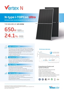 Tie 1 Brand Trina 625W 630W 640w 650W TSM-NEG19RC.20 Bifacial Monocrystalline <strong>Solar</strong> <strong>Panels</strong> <strong>Prices</strong> - Product Image 4