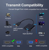 Adaptador JustLink HDMI a VGA macho a hembra RGB analógico VGA Video Audio convertidor adaptador Cable HD 1080P para PC portátil DVD