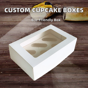 Cajas Blancas Desechables para Cupcakes con Ventana en Relieve, Laminación Mate, Recubrimiento UV, Impresión Personalizada con Lámina Dorada Brillante para Uso Alimentario - Product Image 2