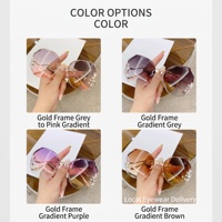 Nouvelles Lunettes de Soleil Femme Sans Monture à Bords Coupés 2026, Protection UV400, Grand Format, Style Célébrité Internet, Ornées de Diamants