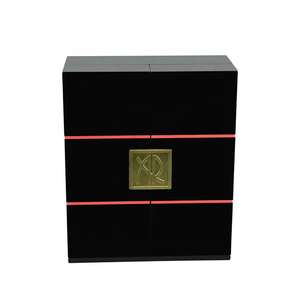 Caja de Madera Cilíndrica MDF para Dos Botellas de Vino, con Puerta Inclinada Negra Mate, Hecha a Mano, con Herramientas, Personalizable - Product Image 2